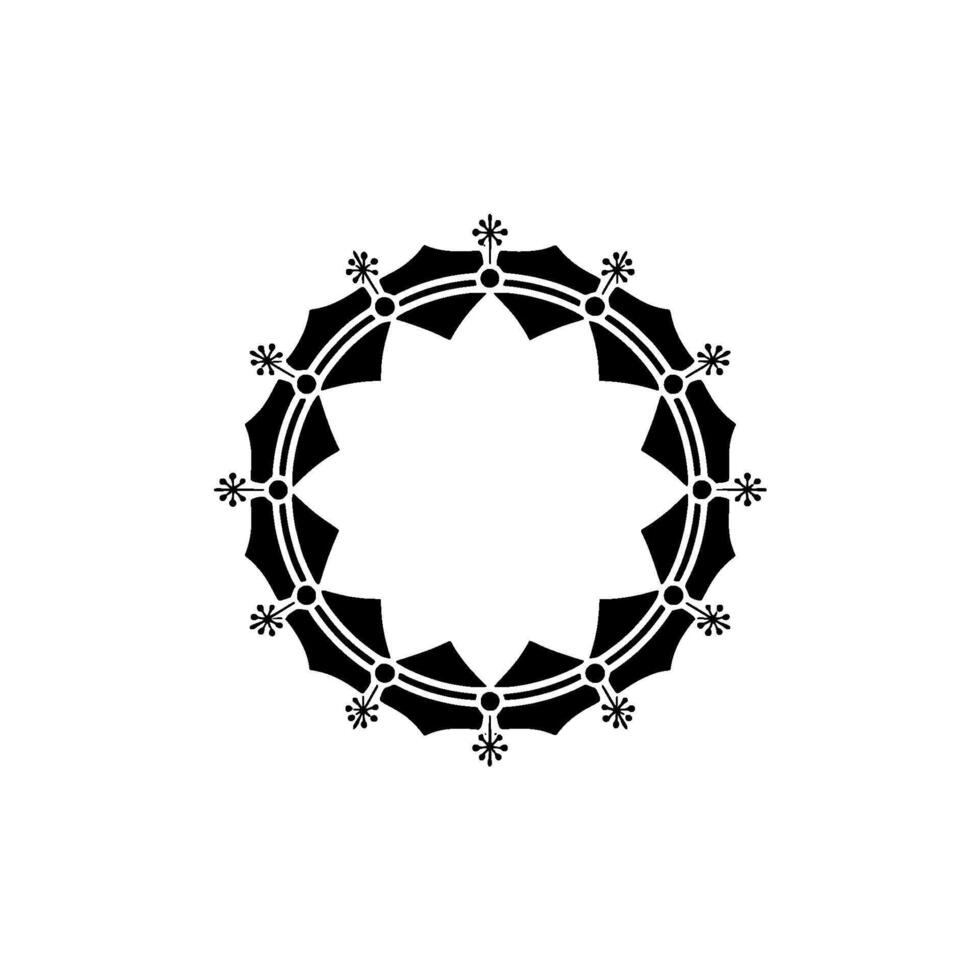 Elegant Circular Pattern With Floral Accents, Black And White vector