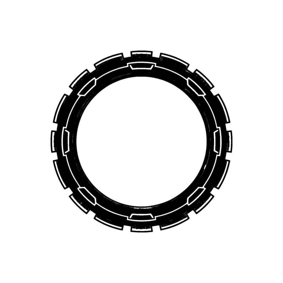 Futuristic Circular Frame With Tech Elements On Gray vector