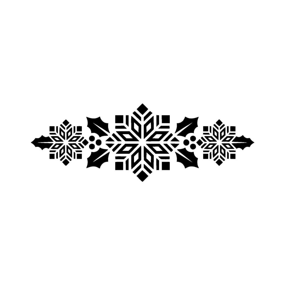 Geometric Christmas Snowflake Border, Black White vector