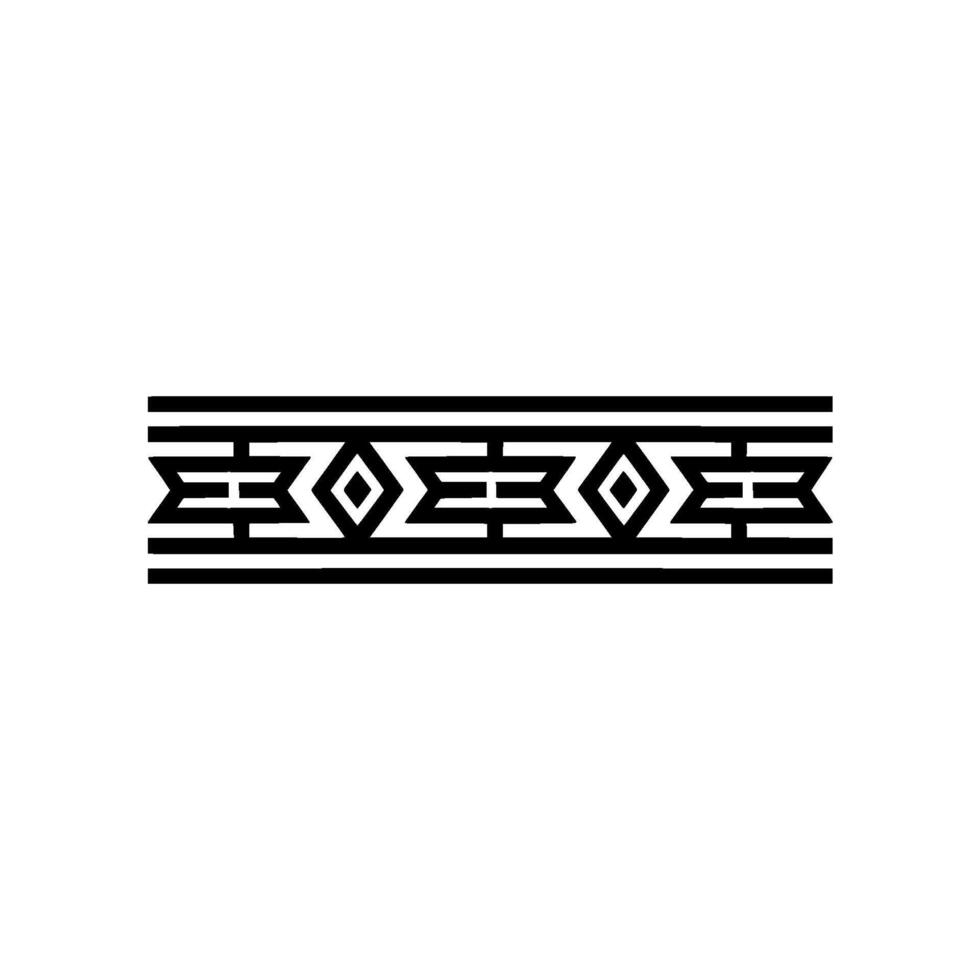 Geometric Tribal Border In Black On White, Minimalist vector