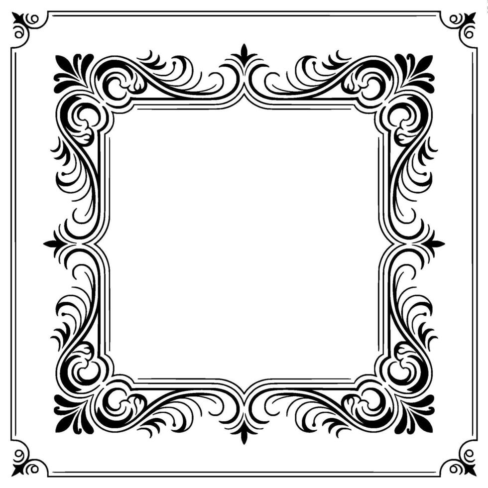 Ornate Black White Floral Frame On Gradiant Background vector