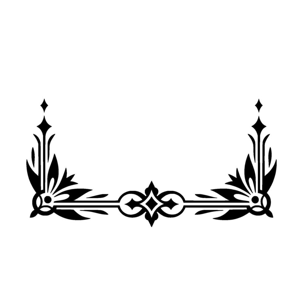 Elegant Black Flourish Corner Frame On White Background vector