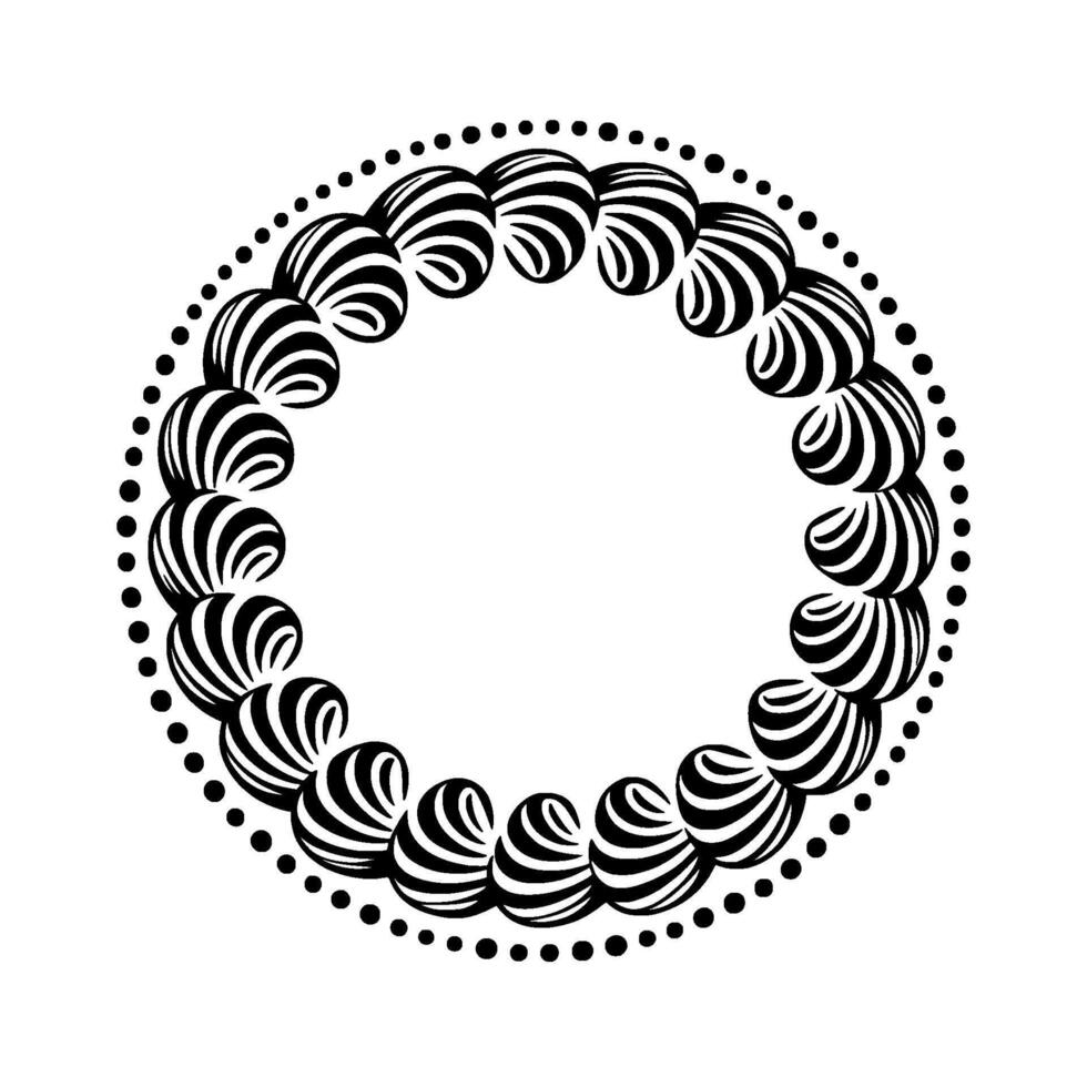 Abstract Striped Orb Frame, Black And White Decorative Border vector