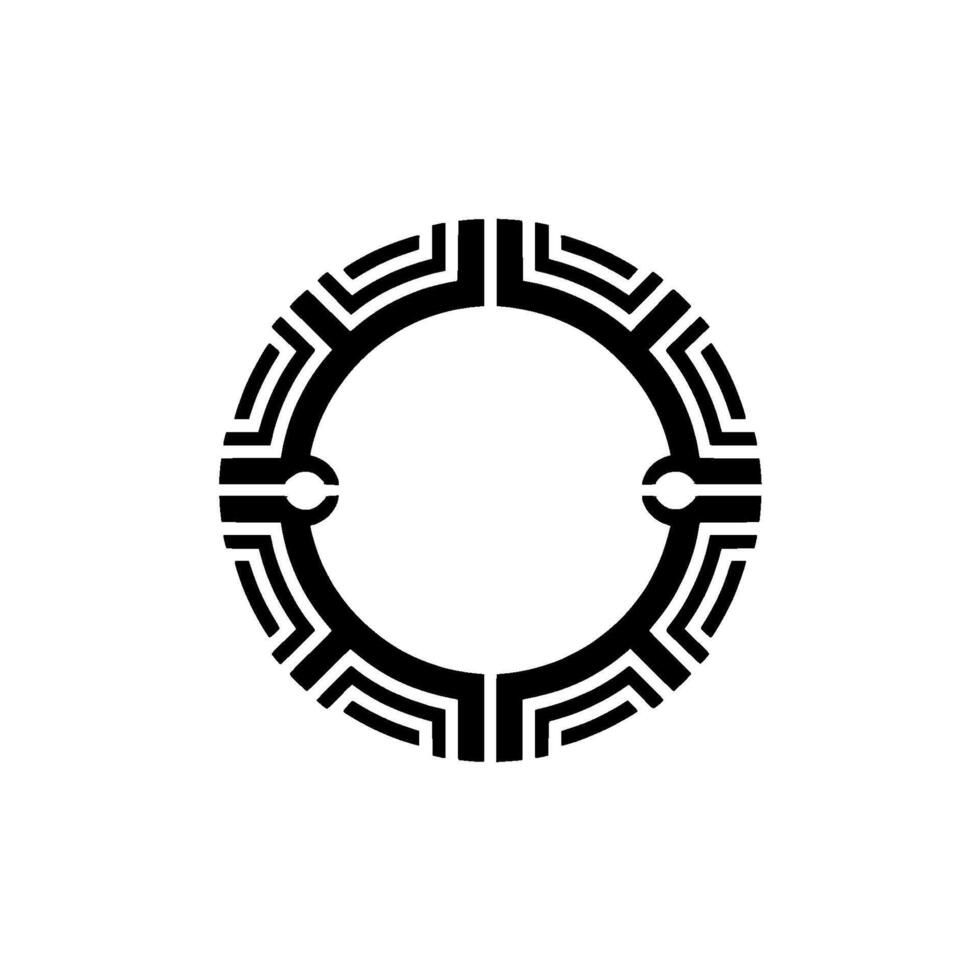Geometric Circle Emblem Black And White, Futuristic, Minimalist vector