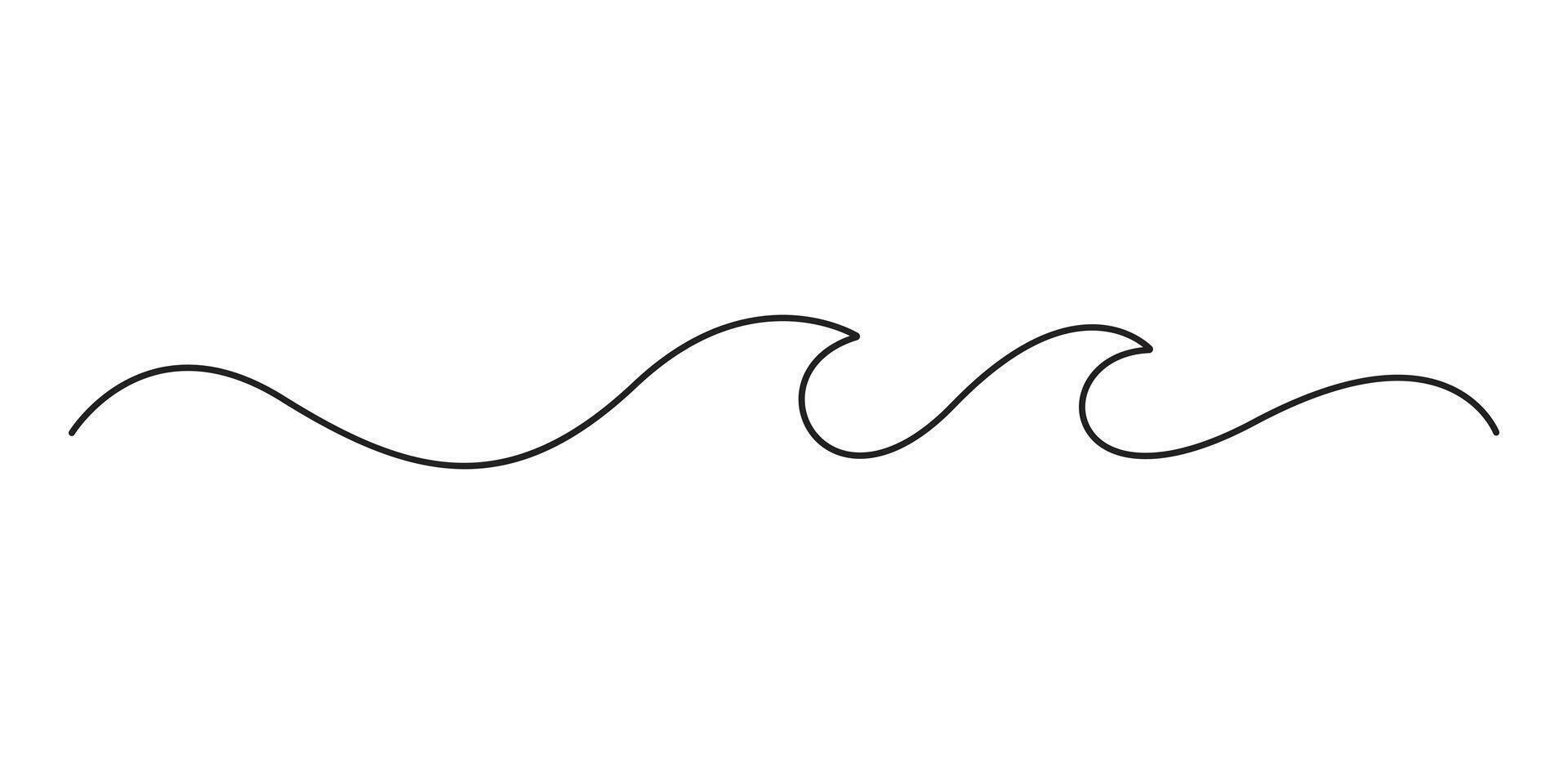 Ocean wave one continuous line drawing. Continuous single line drawing sea wave graphic illustration vector