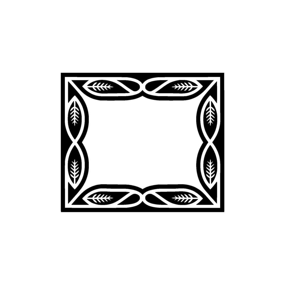 Elegant Black White Frame With Leaf Motif Vintage, Decorative Border vector