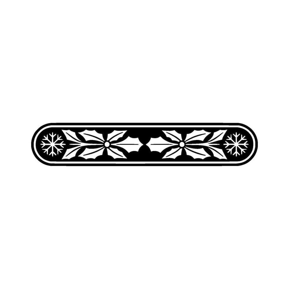 Winter Holly Snowflake Border, Black White, Minimalist vector