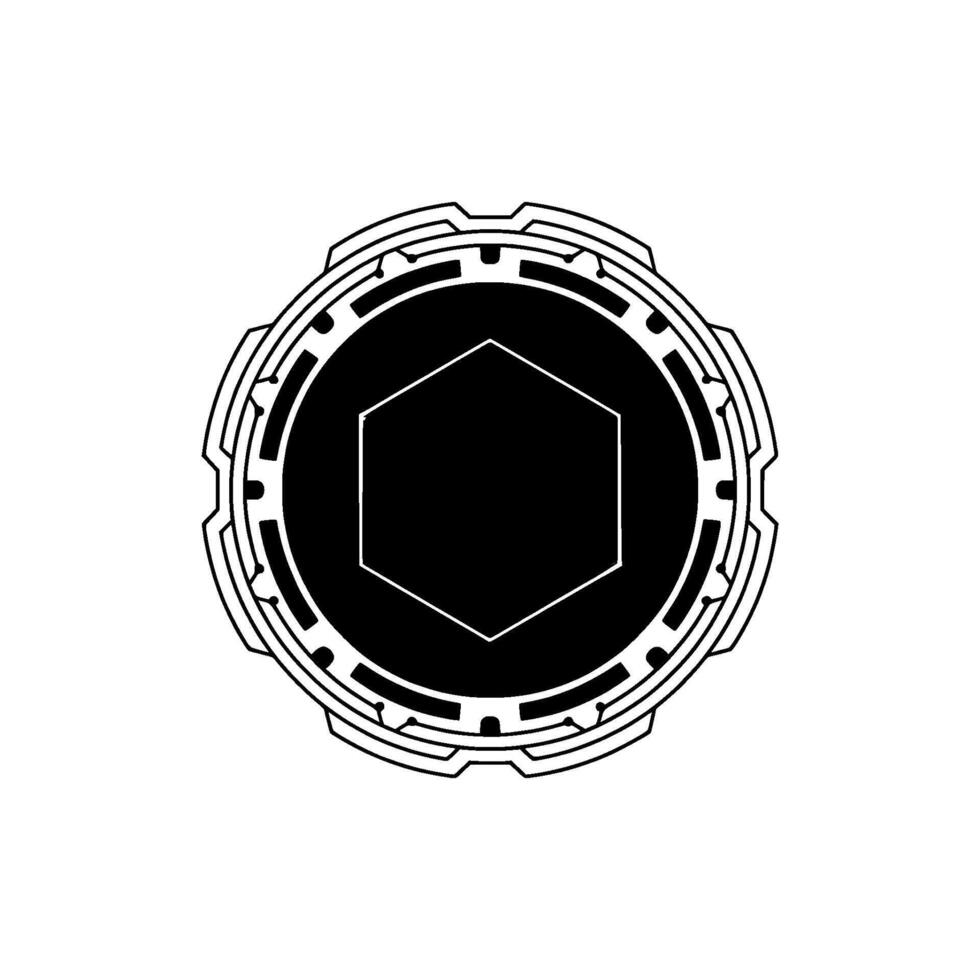 Futuristic Tech Button With Hexagon Core Minimalist vector