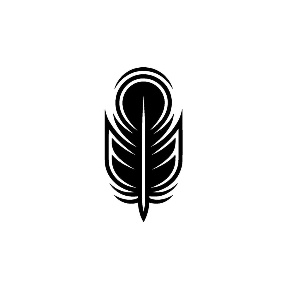 Elegant Black Feather On White Background vector