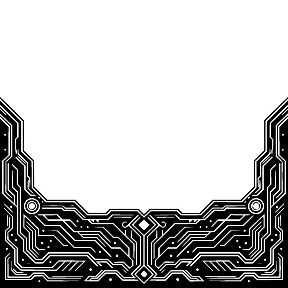 Digital Circuitry Frame, Modern Tech Border With Space For Text vector