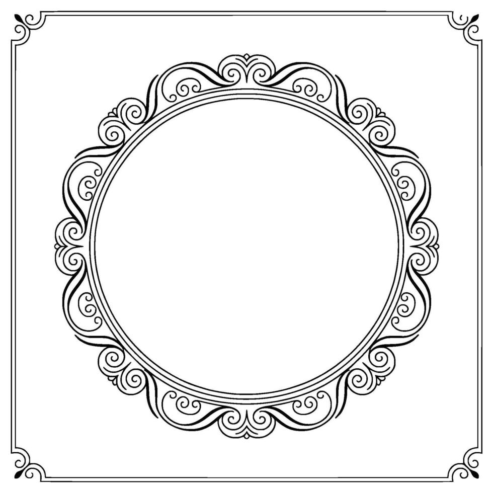 Elegant Circular Frame, Ornamental Swirls, Decorative Border, Invitation vector