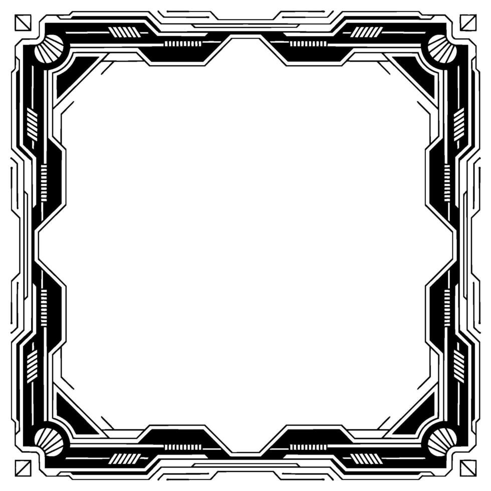 Futuristic Geometric Frame, Black White, Space For Text vector