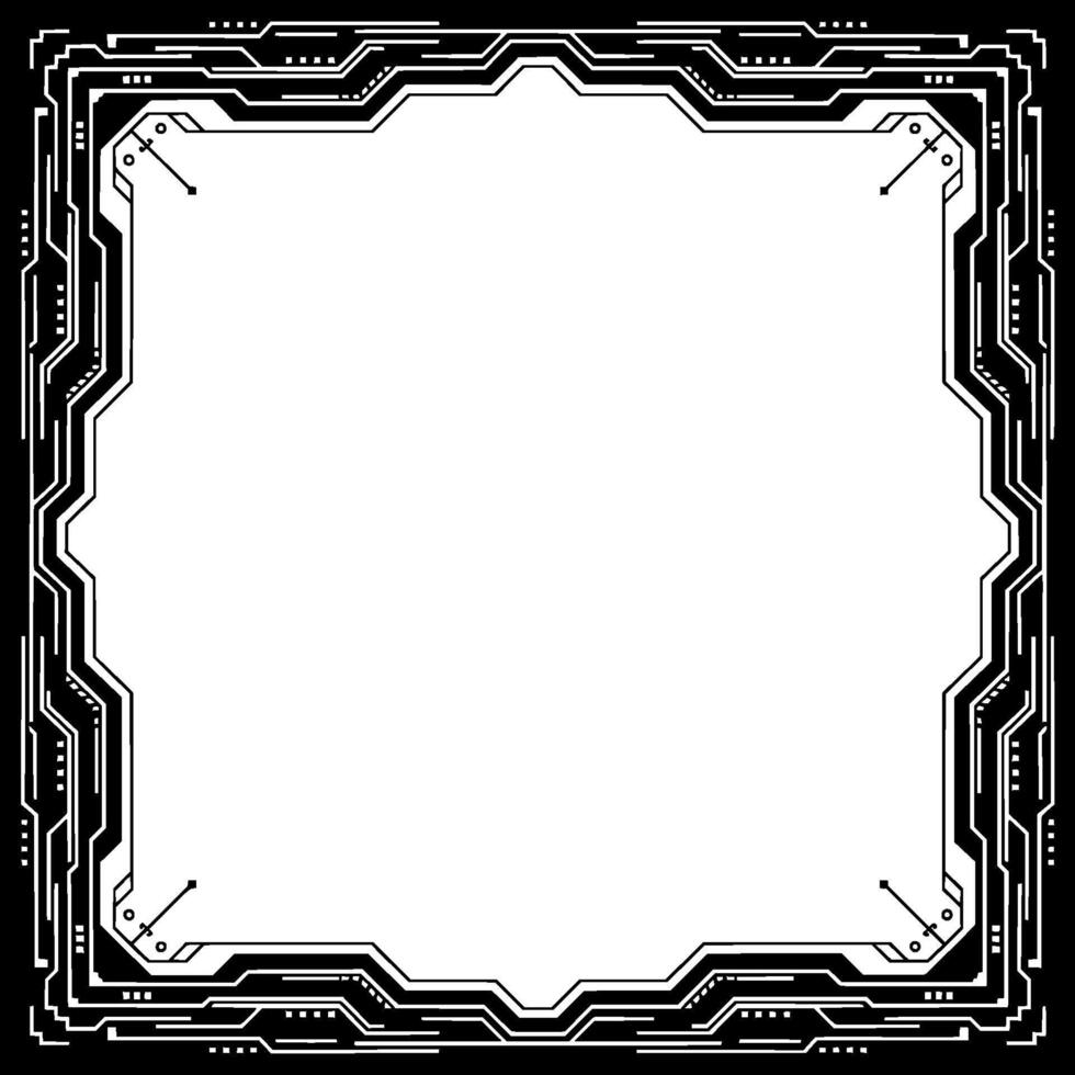 Futuristic Interface Frame Black And White Tech For Uiux vector