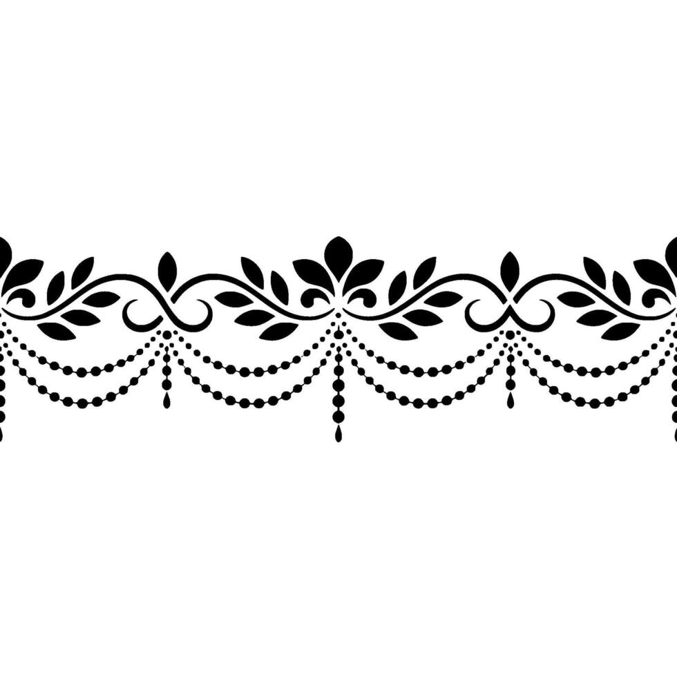 Elegant Black And White Floral Border With Bead Accents vector