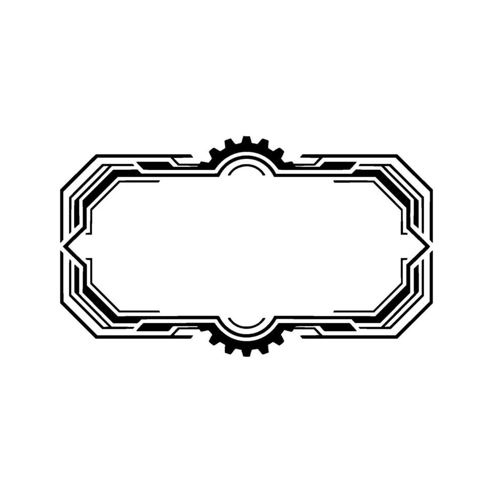 Tech Frame With Gears Futuristic Element vector