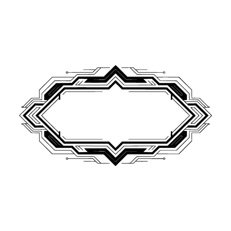 Geometric Frame Illustration Futuristic Technology In Black And White vector