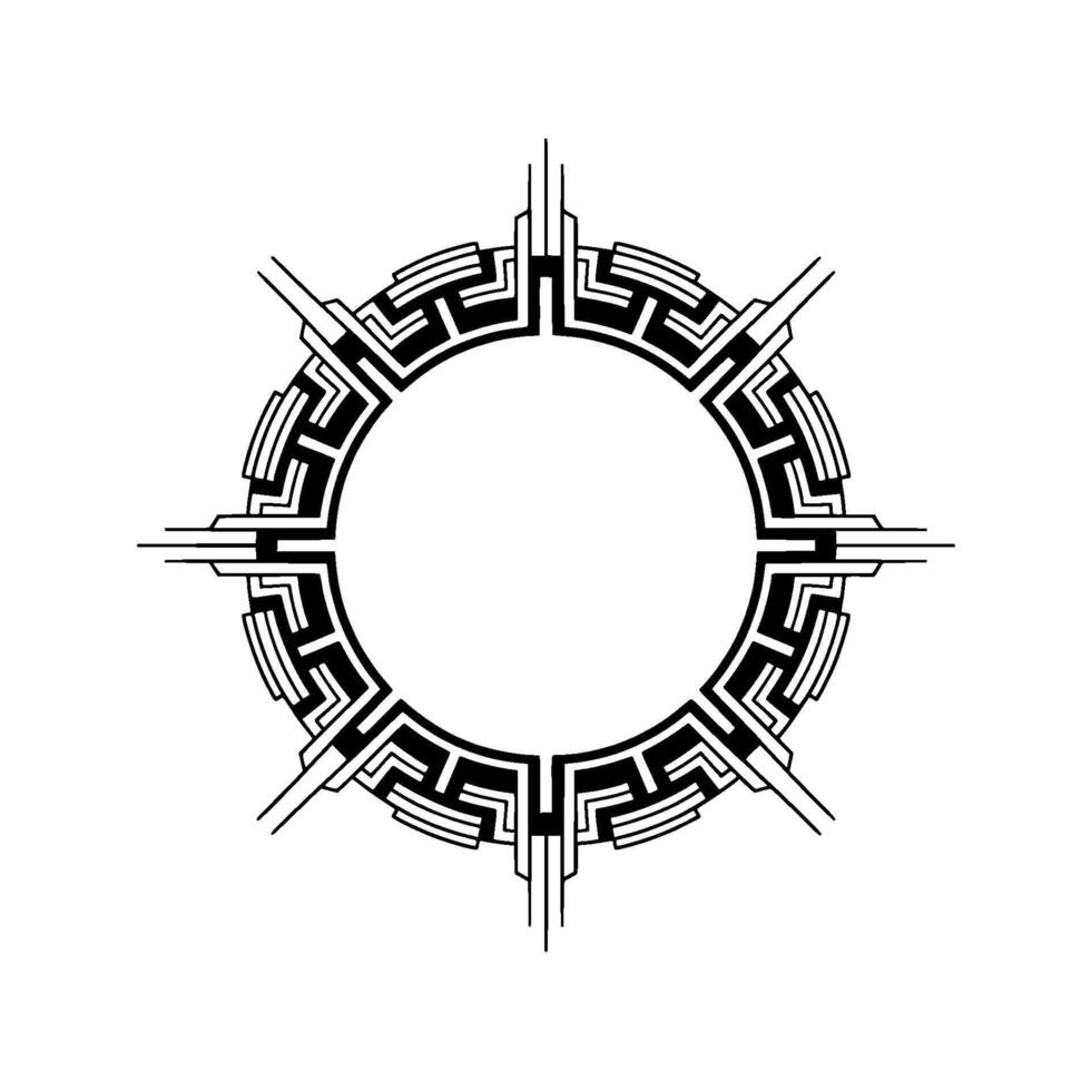 Art Deco Sunburst Frame Geometric Black White Circle vector