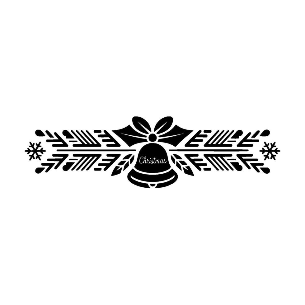 Elegant Black Christmas Border With Bell, Bow Snowflakes Minimalist vector