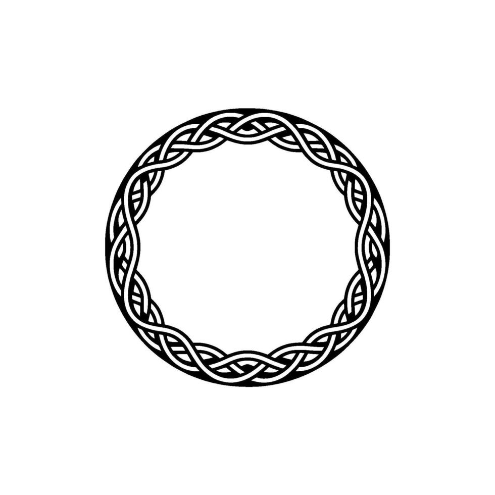Celtic Knot Circle Frame Minimalist, Black White, Decorative Element vector