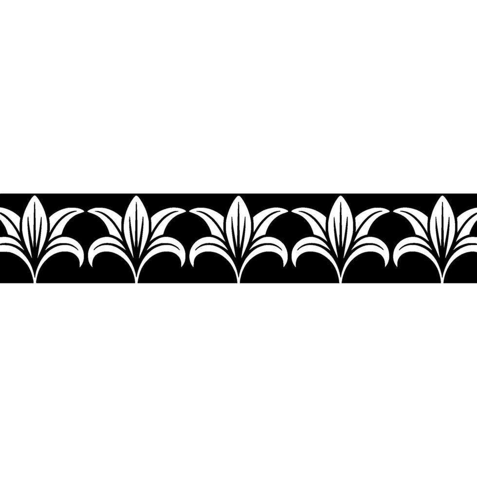Floral Black And White Border, Art Deco Style vector