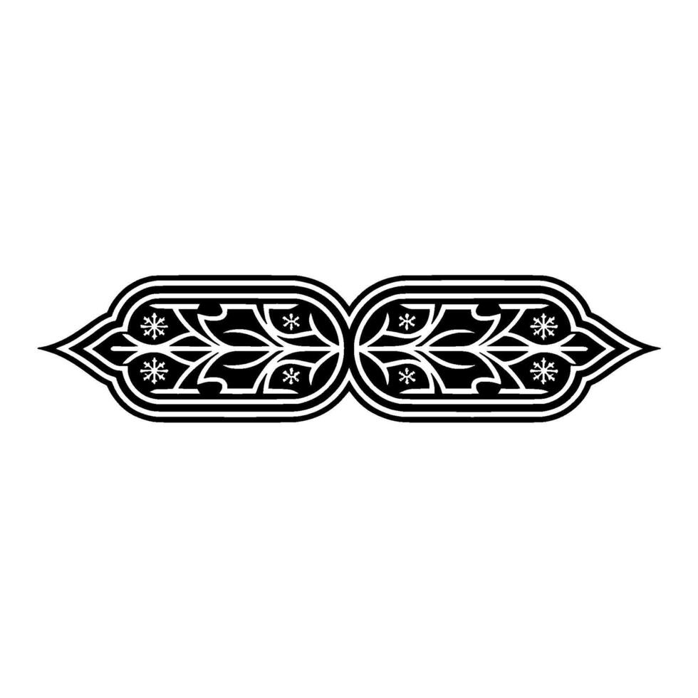 Ornate Black White Border Floral Snowflake Elements vector