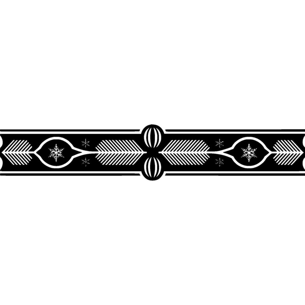 Elegant Winter Border Black Silver Snowflake Ornament, Festive vector