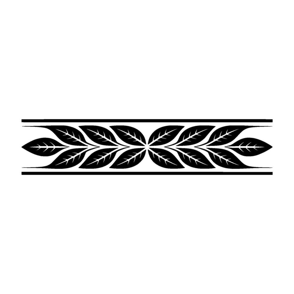 Black Leaf Border Ornament On White, Elegant Element vector