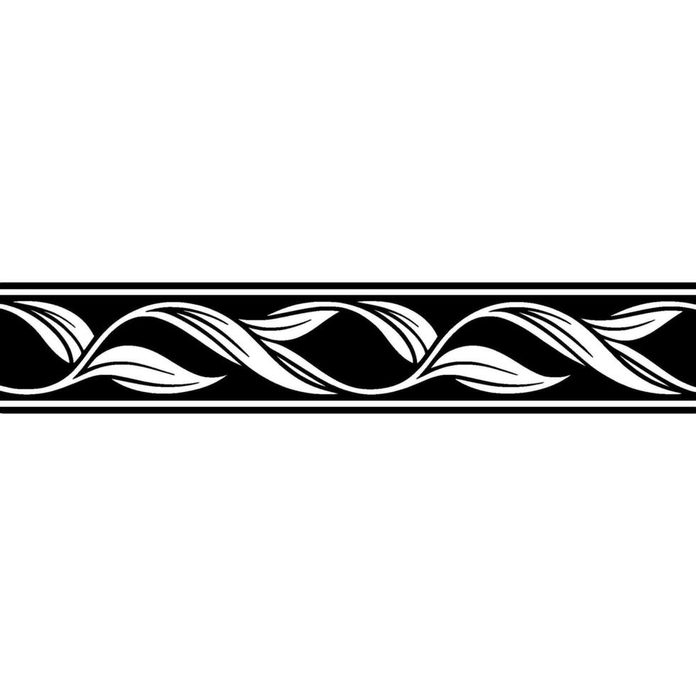Minimalist Floral Border, Black White, Art Deco Style vector