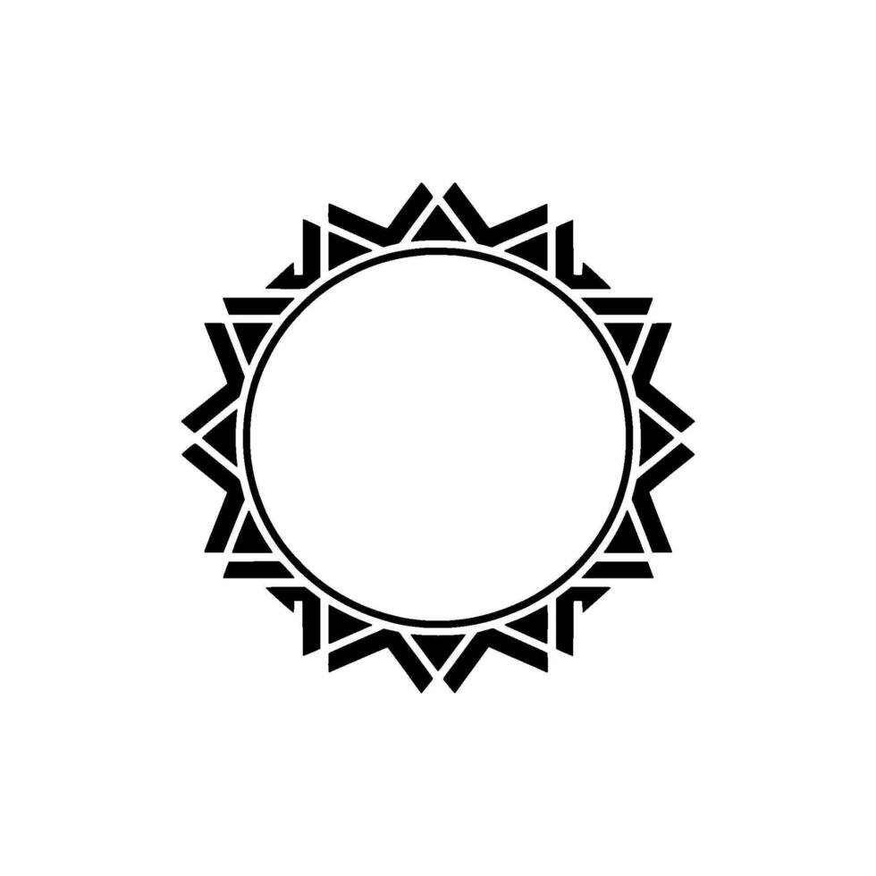 Geometric Sunburst Emblem With Blank Circle Minimalist On White vector
