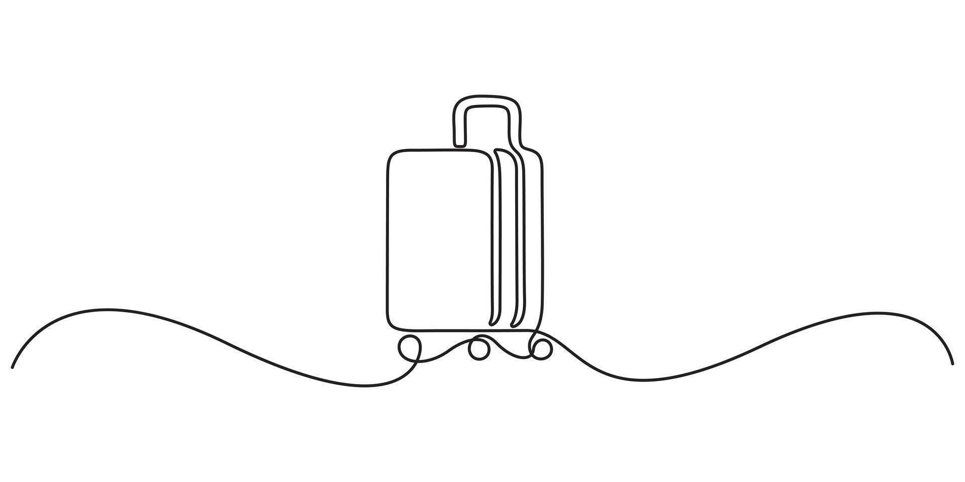 Continuous one line drawing of Travel suitcase. Single line drawing illustration of Luggage bag. Suitcase for travel concept graphic illustration. vector