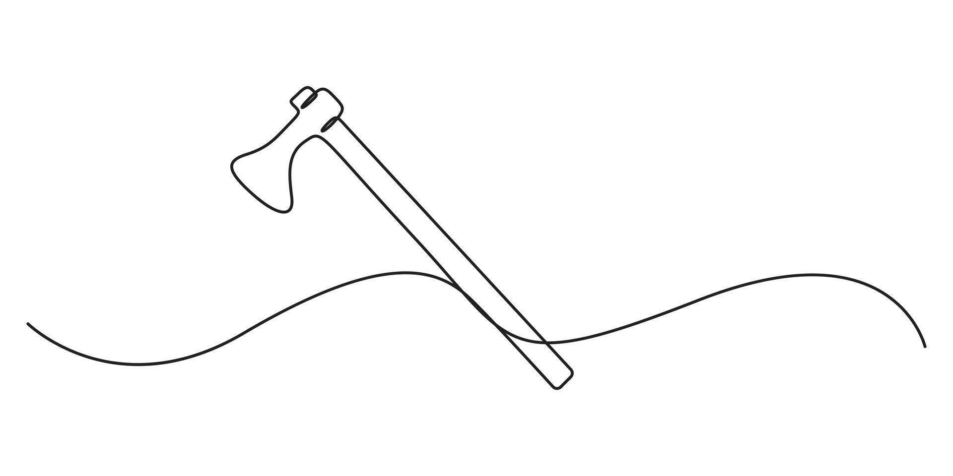 Continuous single line drawing Axe. One line art style Axe. Black thin line one line drawing. Graphic illustration vector