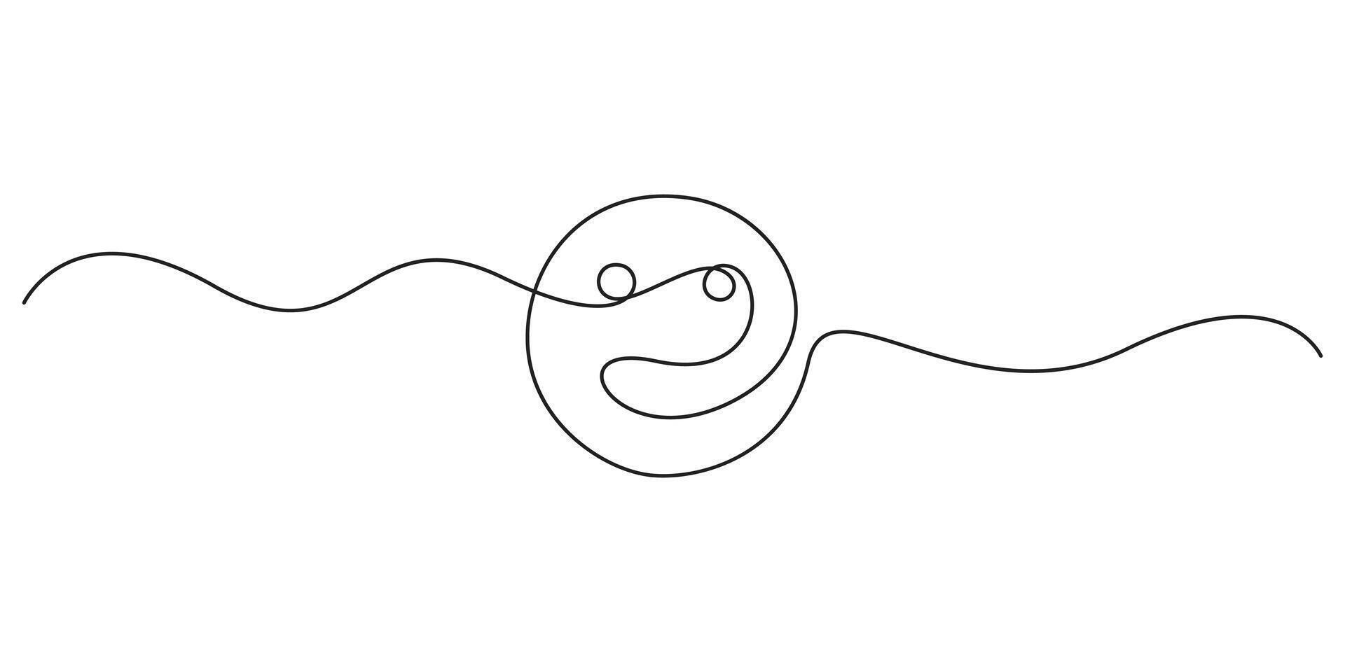 Continuous one line drawing of smile face graphic illustration vector