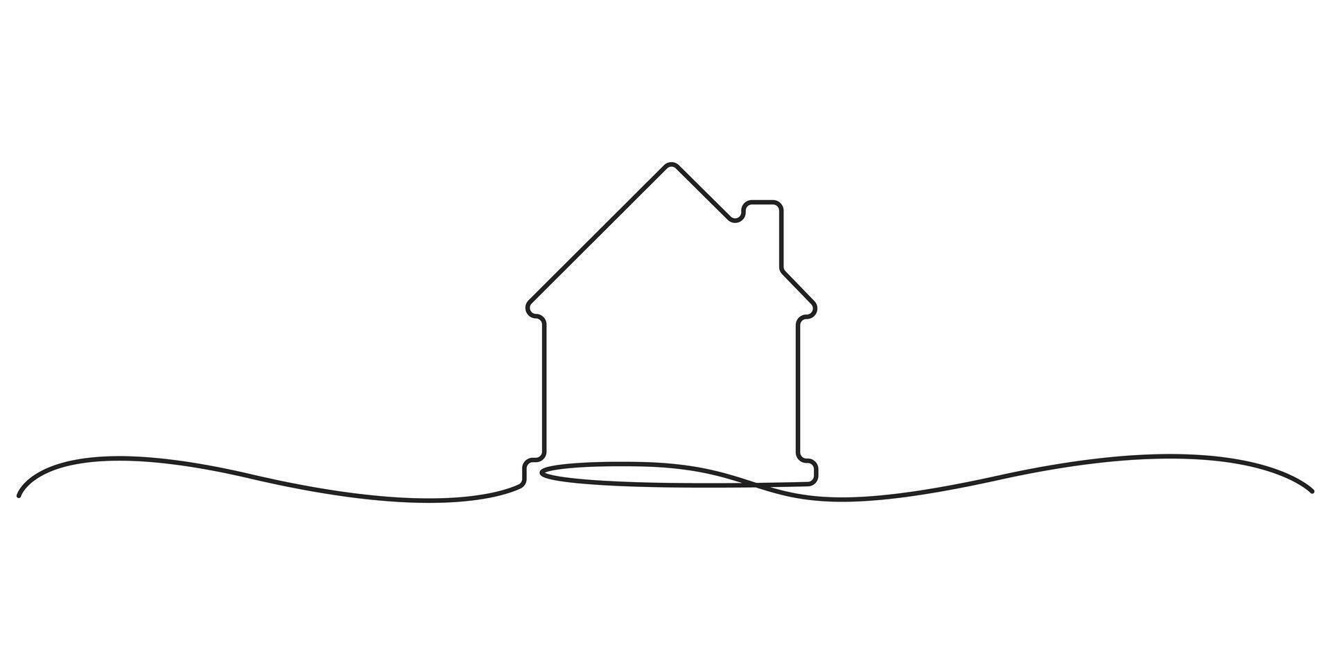 Home continuous one line icon, Heart inside house single one line drawing. Love home concept isolated on white background, Home sweet home continuous line icon, Home with heart graphic illustration vector