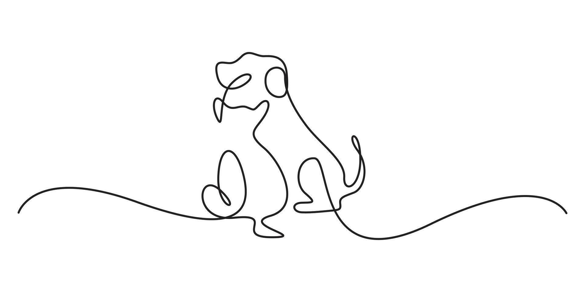 Cute cat and dog continuous single line art graphic illustration. One line drawing of cat and dog. Graphic illustration vector