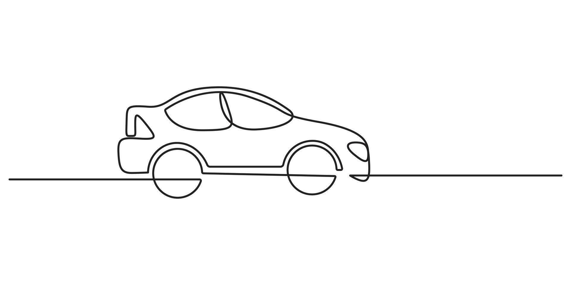 Abstract small car continuous line drawing style art. Minimalist black linear sketch isolated on white background, Vehicle car auto icon. Single line outline of the car. Graphic illustration vector
