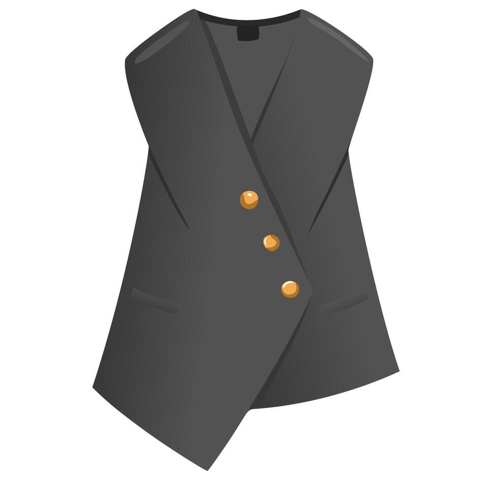 Simple black woman suit jacket illustration.Three button formal wear vector