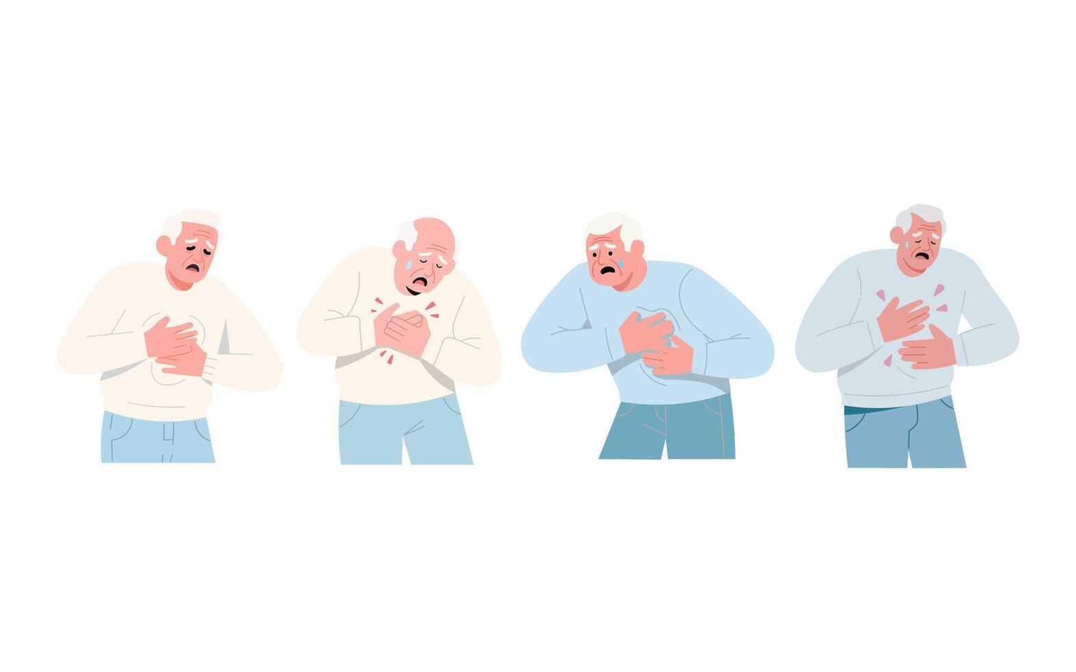 Elderly men with chest pain illustration vector