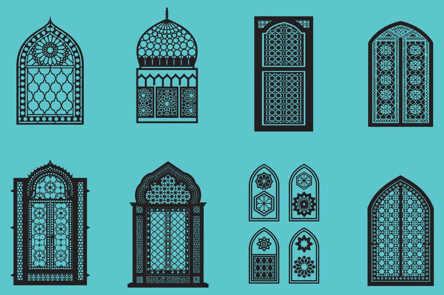 Arabic Decorative Lattice Window vector