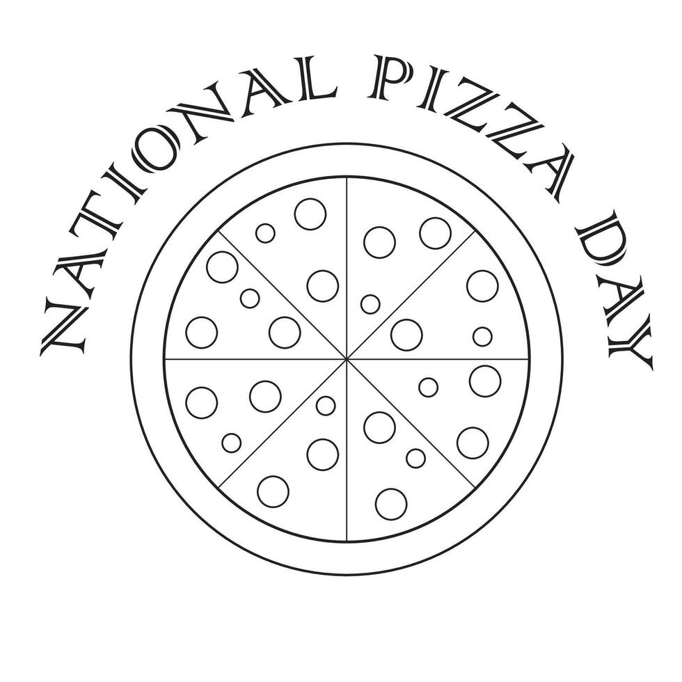 National Pizza Day Flat Outline Illustration. vector