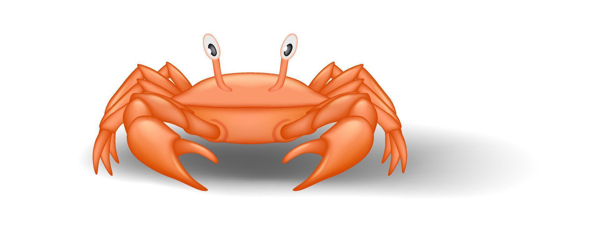 Cheerful cartoon crab with vibrant orange color against white background. Perfect for marinethemed designs. styling for playful and creative projects. vector
