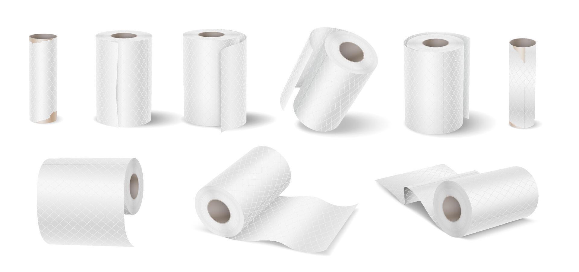 Different styles of white paper rolls vector