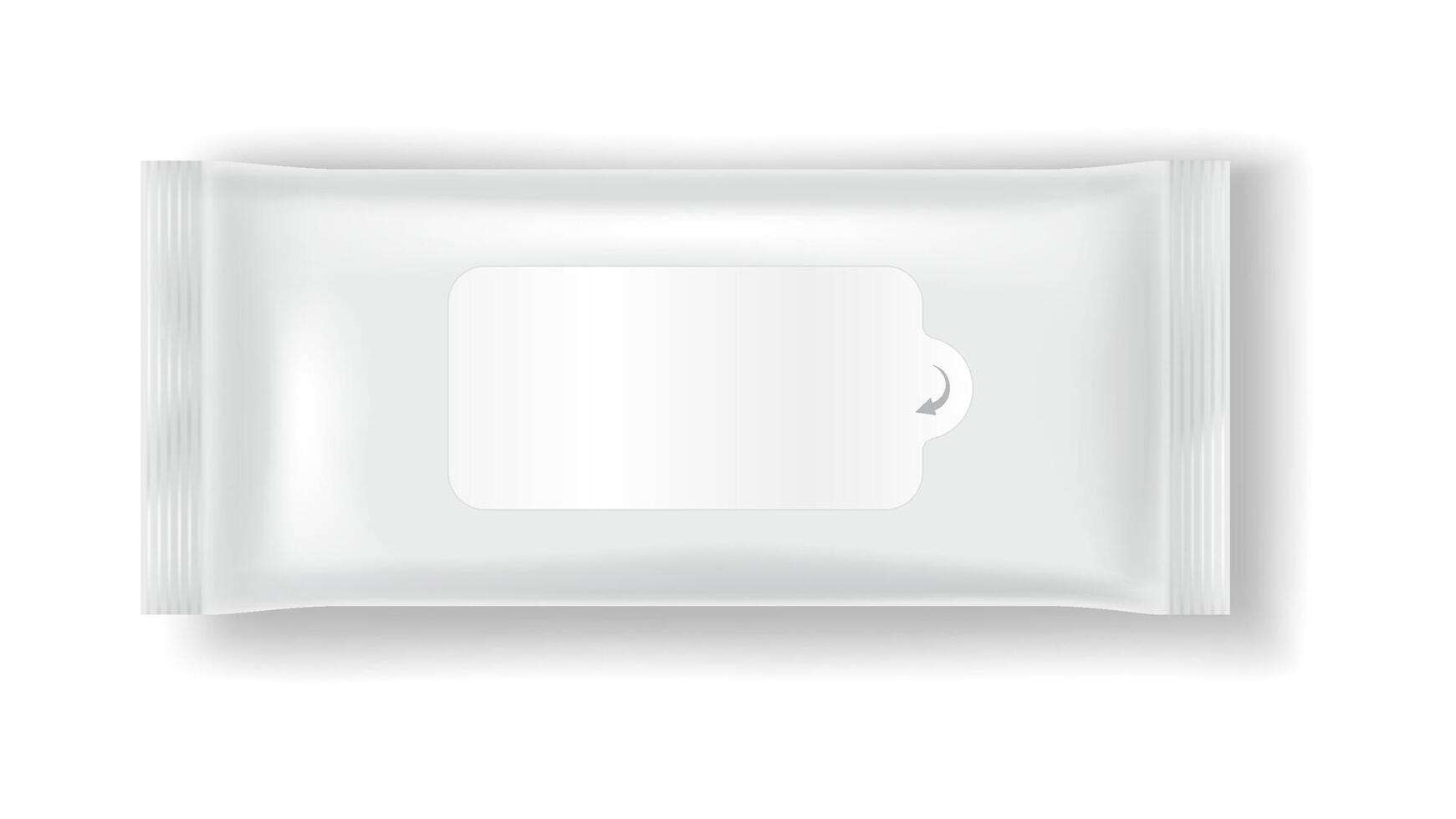 Realistic 3D rendering of white plastic packaging for wipes. The design features a clean look with a resealable lid. Ideal for hygiene or cosmetic products. vector