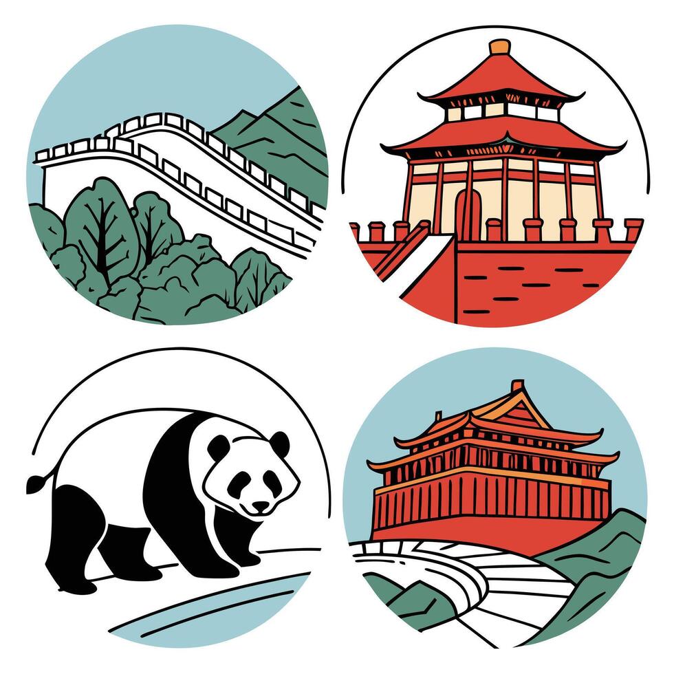 Collection set of China icon pack vector