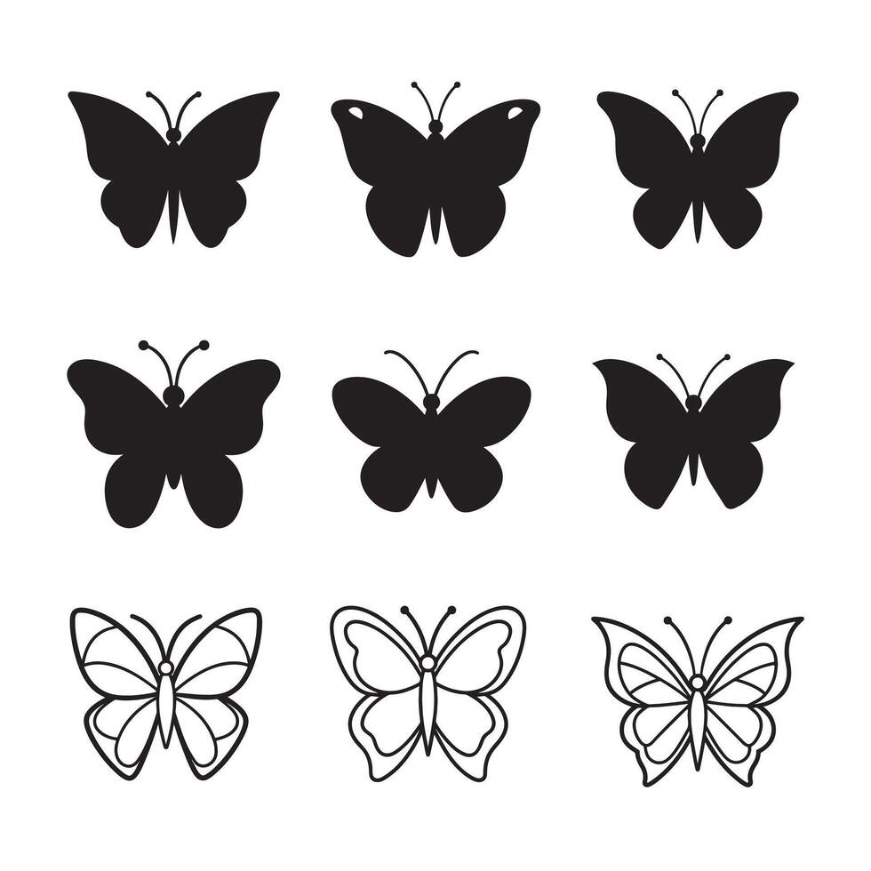 Butterflies set of icons vector