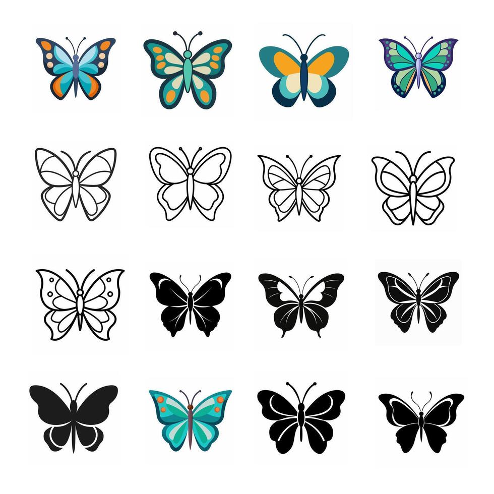 Butterflies icon set illustration vector