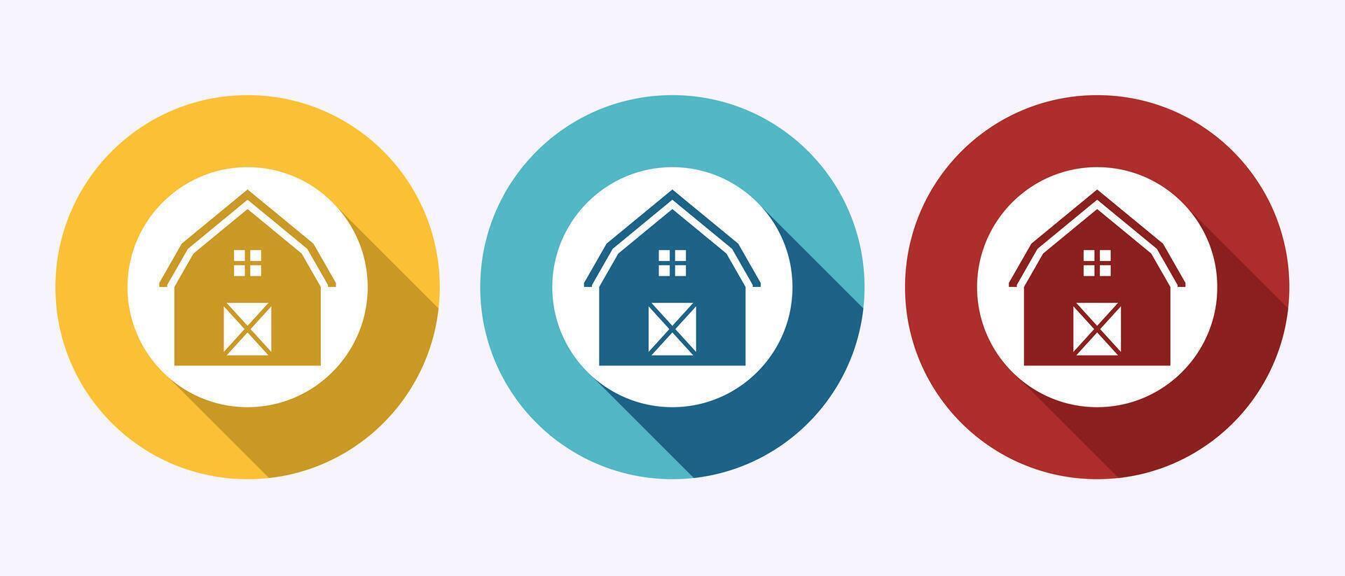 Farming barn icon design, Agriculture barn sign symbol in shadow button design vector