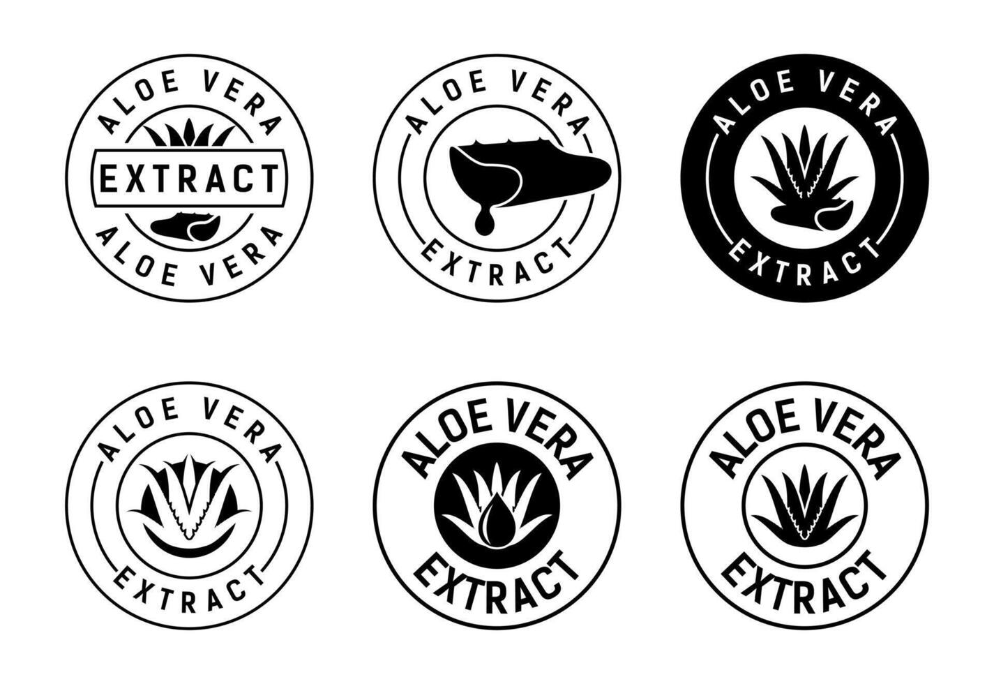 Aloe Vera extract icon set design. Aloe Vera label for product packaging vector
