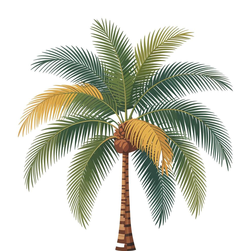 Flat Palm Tree Illustration on White Background. vector