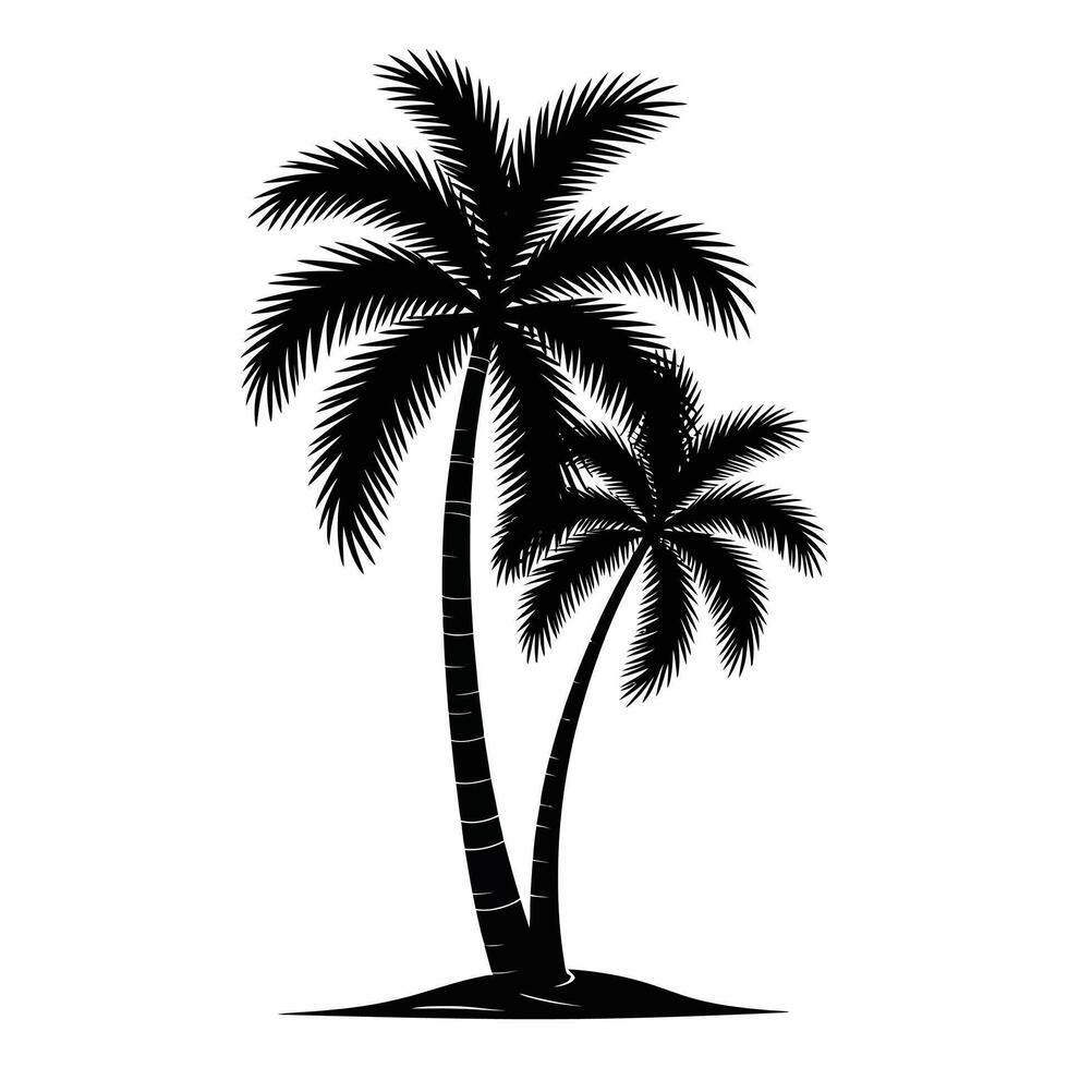 Black Palm Tree Silhouette Illustration. vector