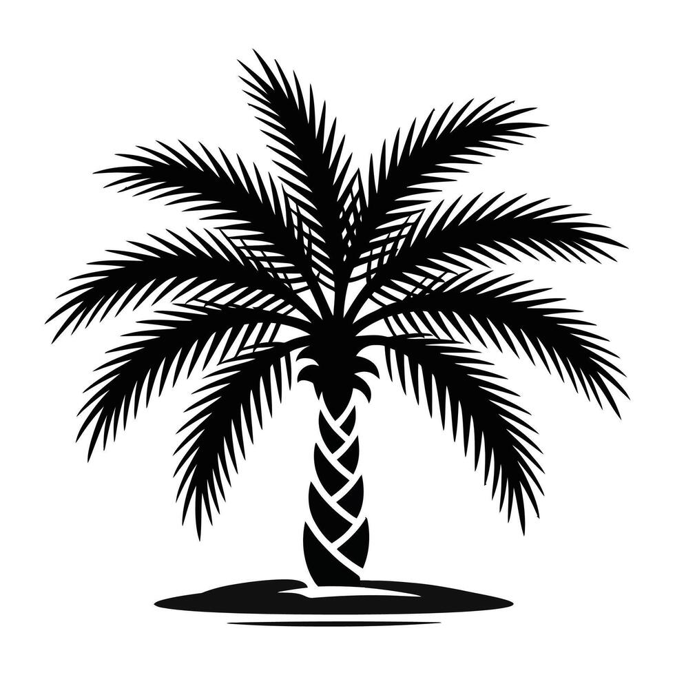 Flat Tropical Palm Bush Illustration. vector